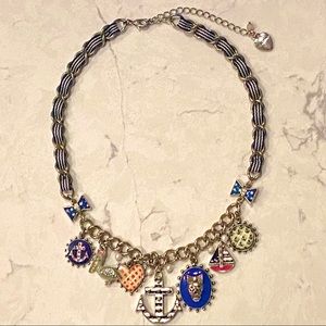 Betsey Johnson - Ivy League Anchor With Charms Necklace Authentic